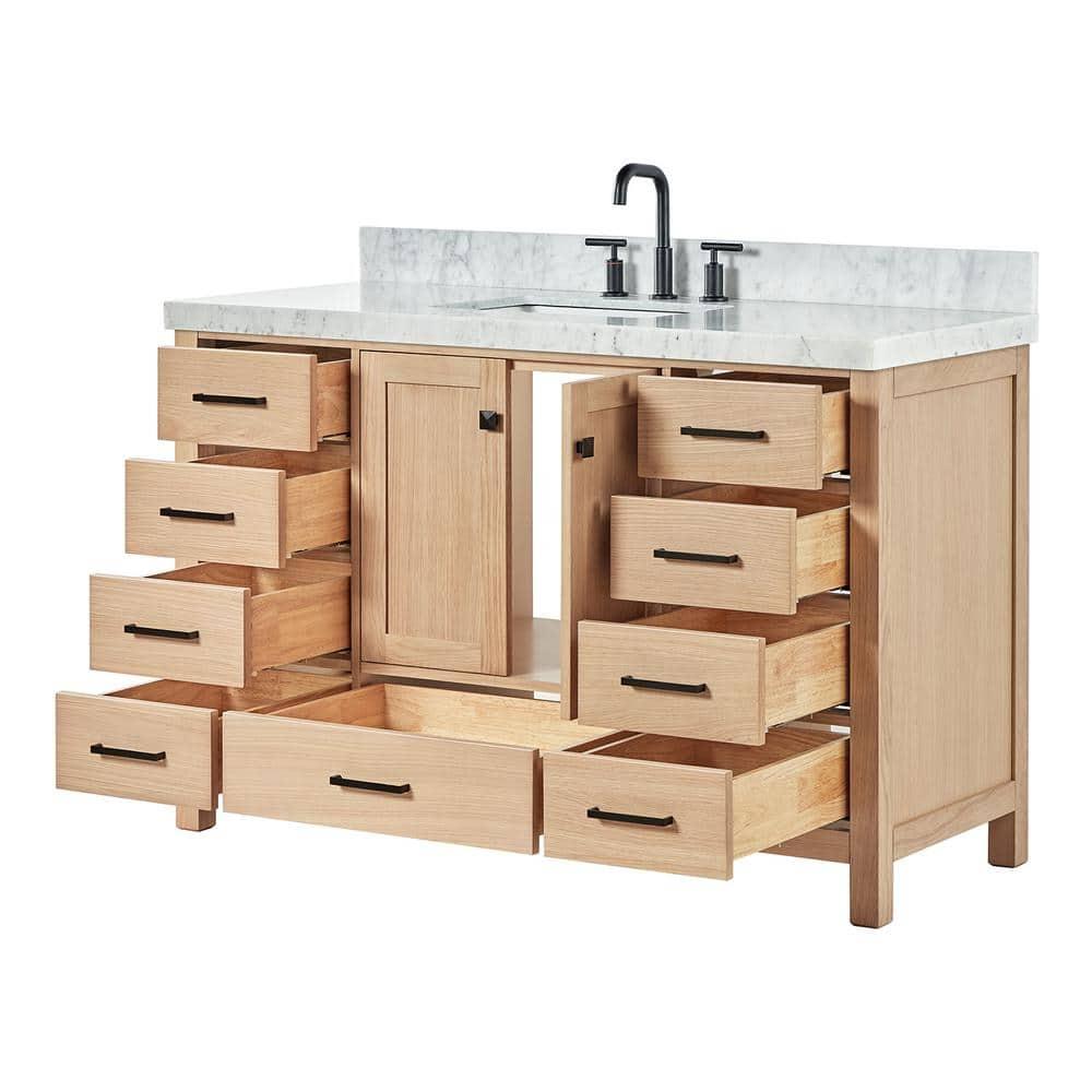 Cambridge 54'' Single Bathroom Vanity with Carrara Marble Top