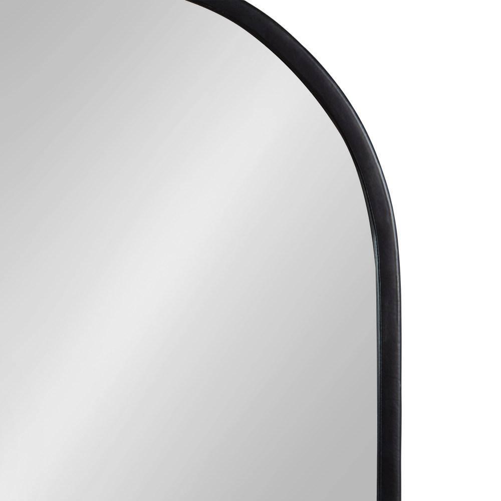 11"x25" Estero KD Metal Wall Mirror with Shelf Black - Kate & Laurel All Things Decor: Oval, Mid-Century Modern
