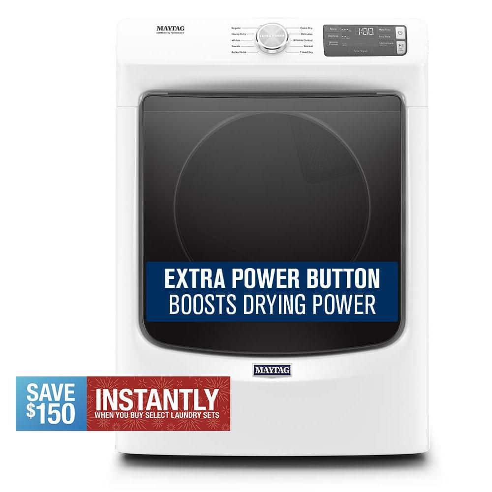 Maytag MED5630HW 7.3 Cu. Ft. White Front Load Electric Dryer with Extra Power and Quick Dry Cycle