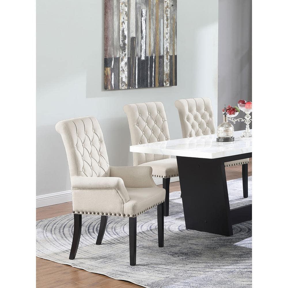 Girace Tufted Back Upholstered Arm Chair Beige
