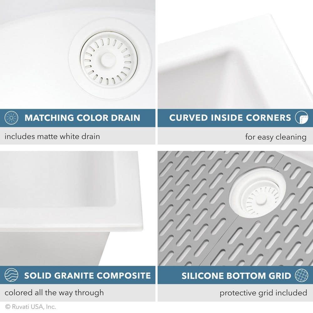 Ruvati 33-inch Undermount Workstation Granite Composite Kitchen Sink