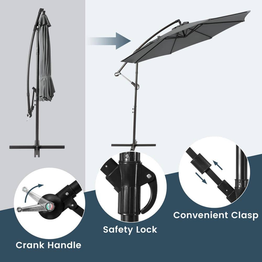 Polytrends Weller 10-foot Offset Cantilever Hanging Patio Umbrella Gray