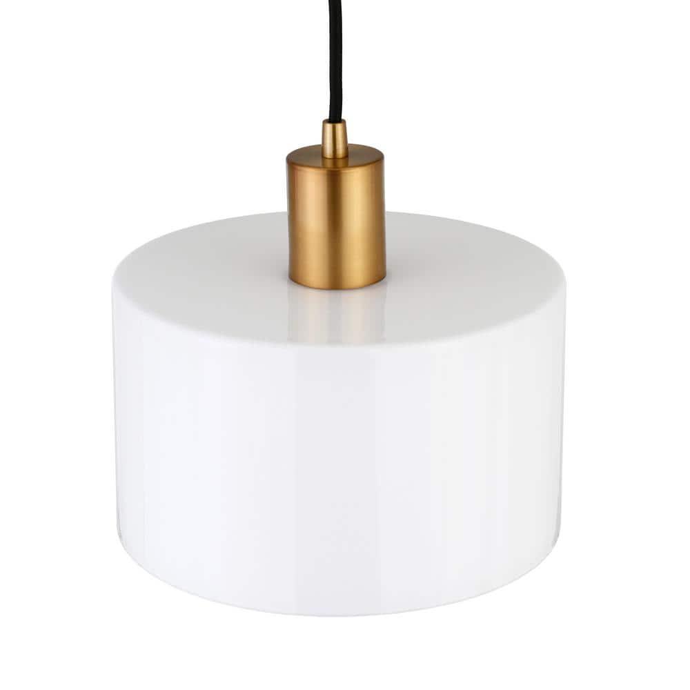 Evelyn&Zoe 10" Brass Metal/Glass Pendant