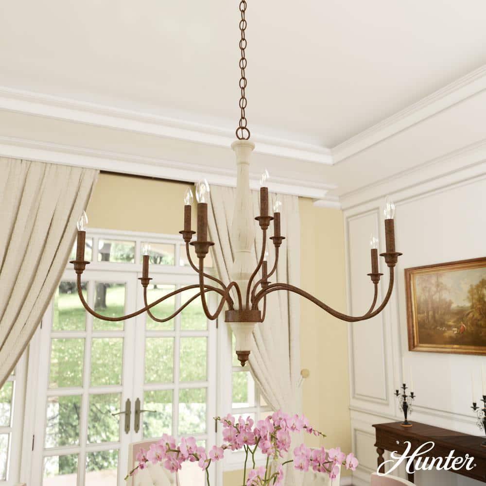 Hunter Fan Teren 9 - Light Candle Style Tiered Chandelier