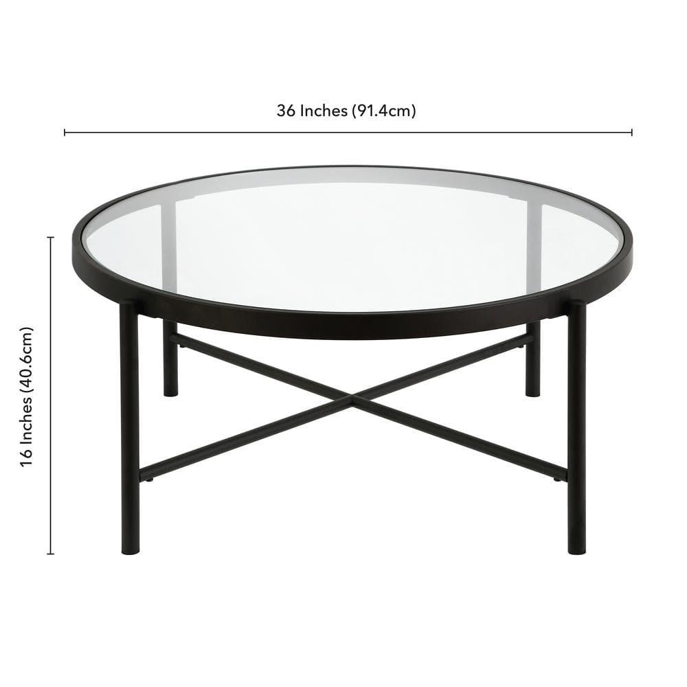 Evelyn&Zoe Duxbury 36" Wide Round Coffee Table, Blackened Bronze