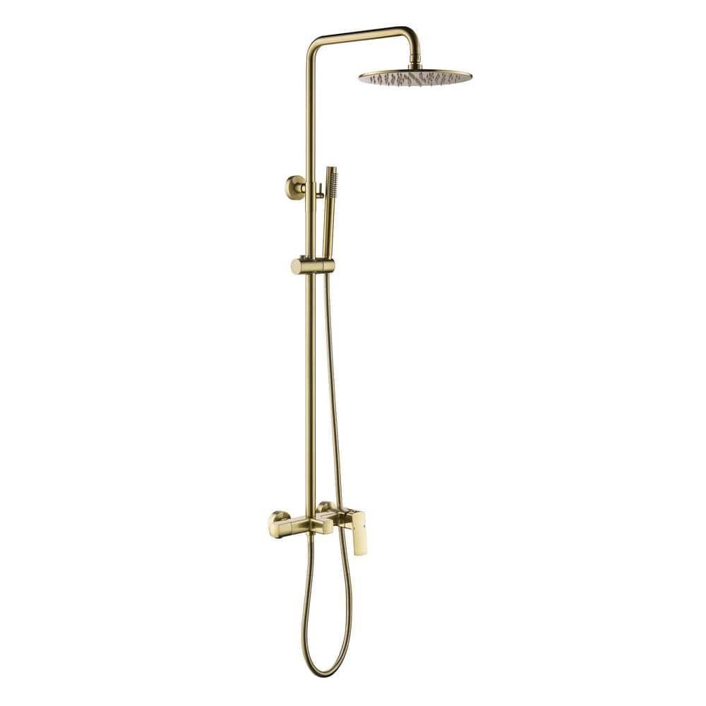 Exposed Pipe Shower System with 10" Overhead Shower, 3 Functions Tub Shower Faucet Sets with Rough-in Valve