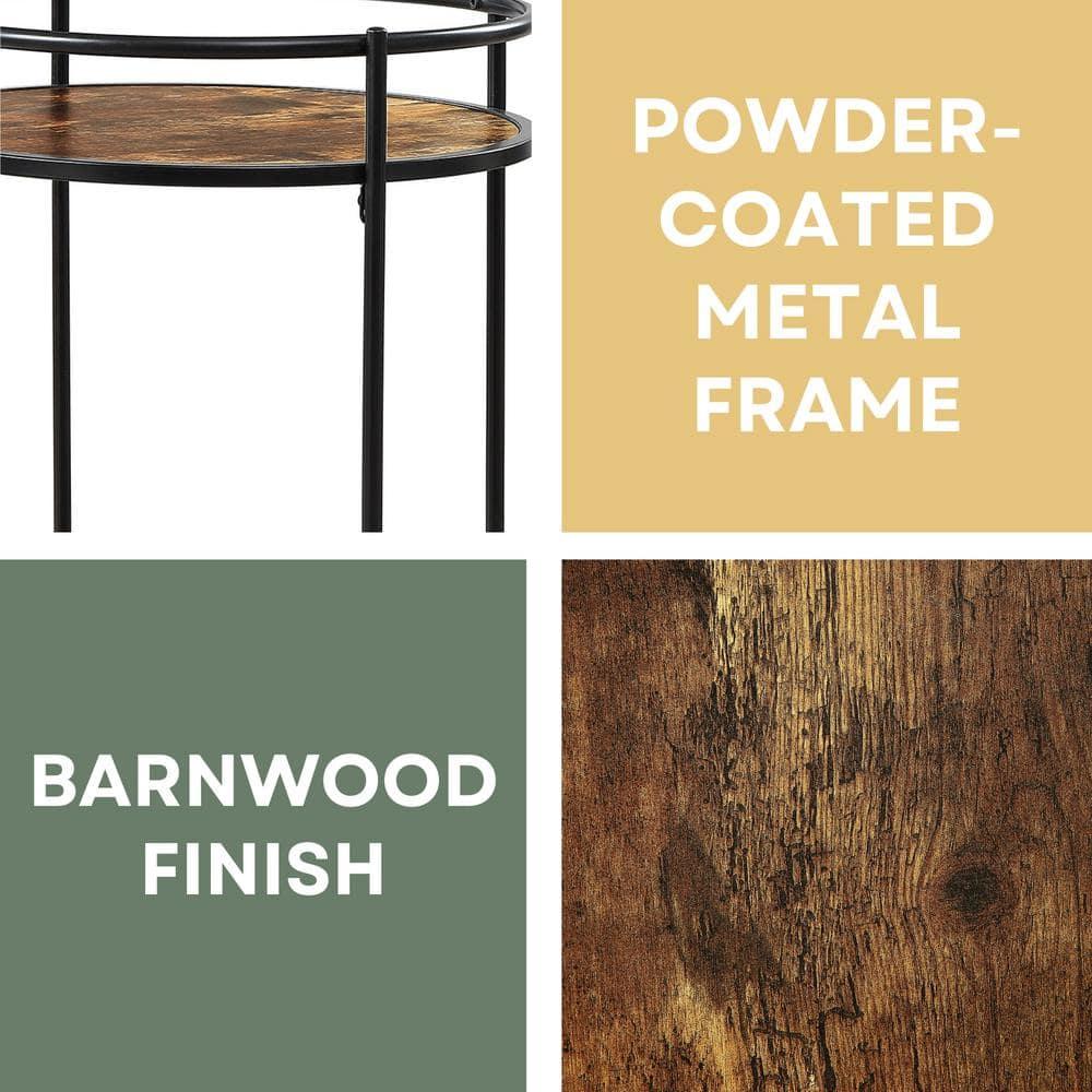 Designs2Go Charlie Serving Bar Cart in Walnut Wood Finish and Black Metal Frame