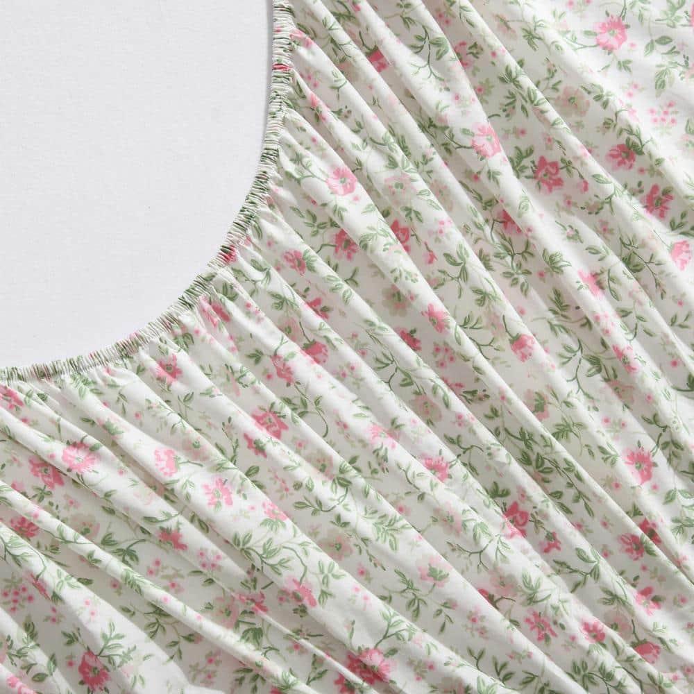 King Pink Floral Cotton Percale Bedding Set