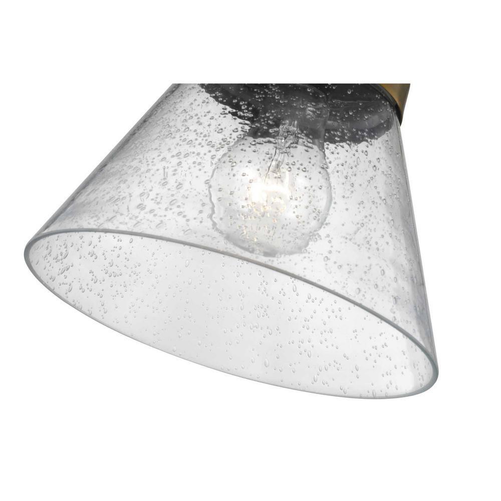 Progress Lighting Hinton 1-Light Swing Arm Wall Bracket, Vintage Brass, Seeded Glass Shade