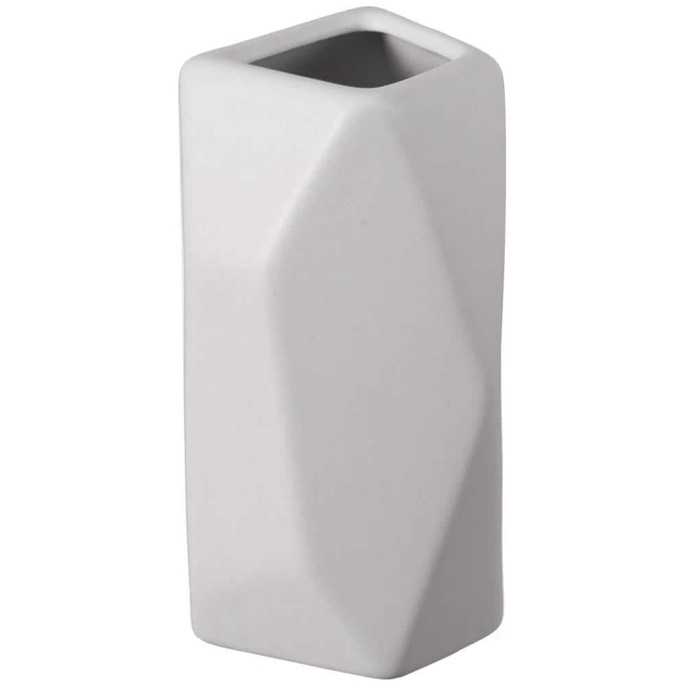 Uniquewise 8" H Decorative Ceramic Multi Paned Vase, Modern Style Centerpiece Table Vase White, Medium