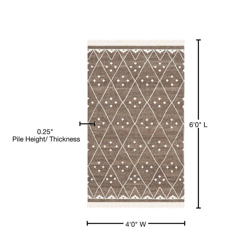 Natural Kilim NKM316 Hand Woven Area Rug - Brown/Ivory - 4'x6' - Safavieh.