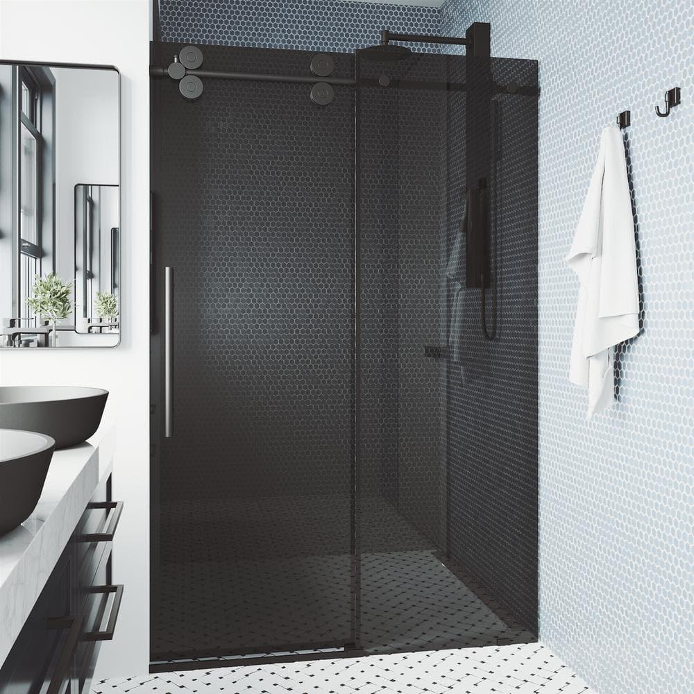 Elan 68-72" W x 74" H Sliding Frameless Shower Door with 3/8" Tinted Glass