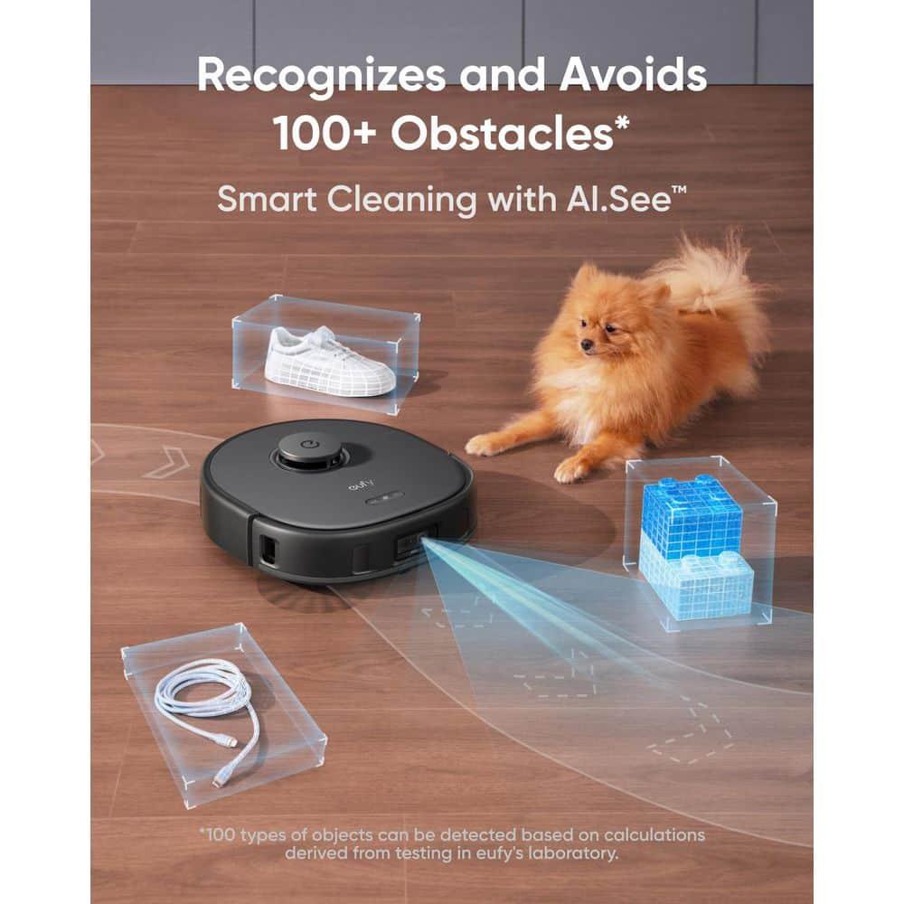 eufy X10 Pro Omni Robot Vacuum and Mop with 8,000 Pa Suction, Dual Mops with 12 mm Auto-Lift and Carpet Detection, AI Obstacle Avoidance, Auto Mop Washing, Auto Drying, Self-Emptying, Self-Refilling