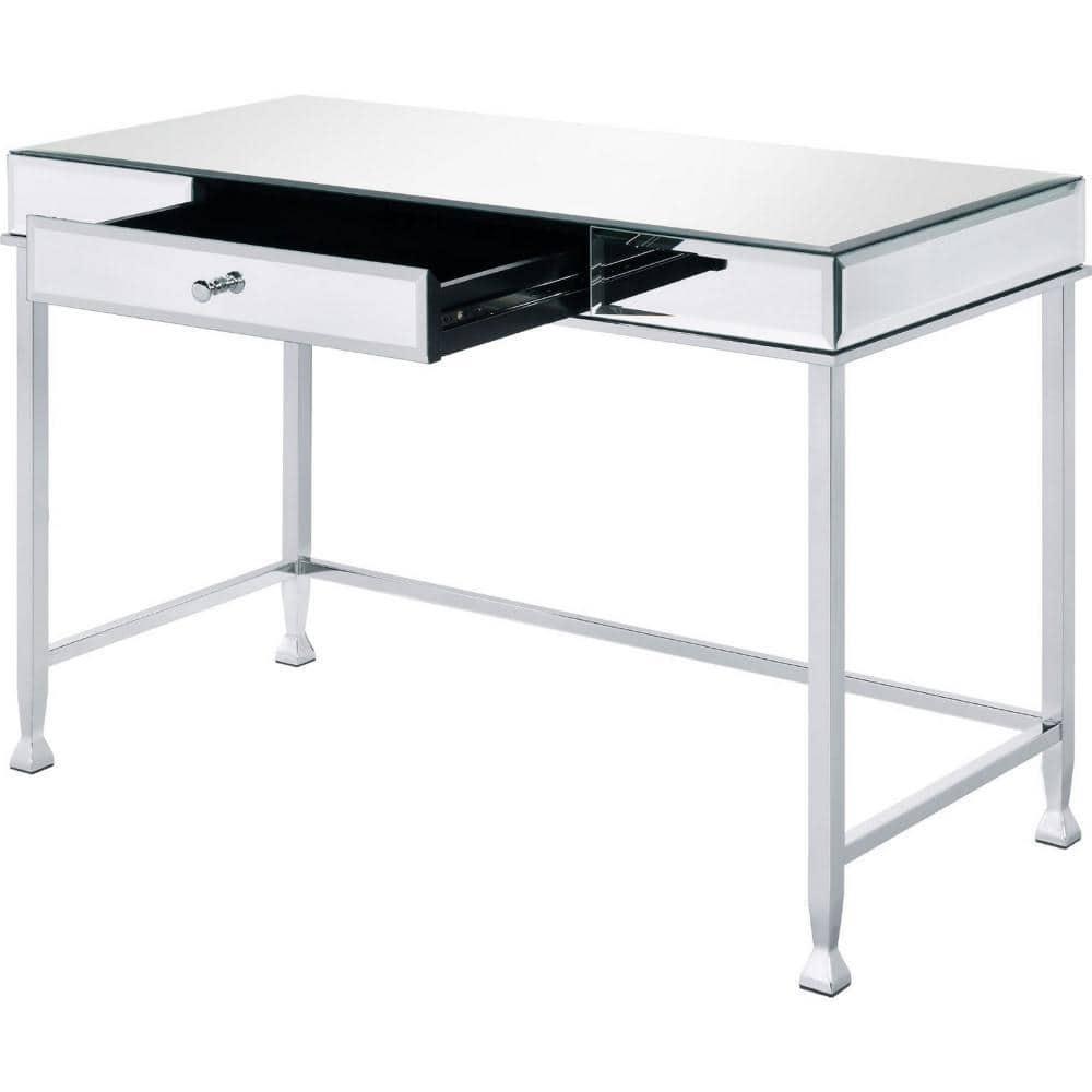 Sleek White Rectangular Work Desk with Adjustable Hutch and Storage Drawer