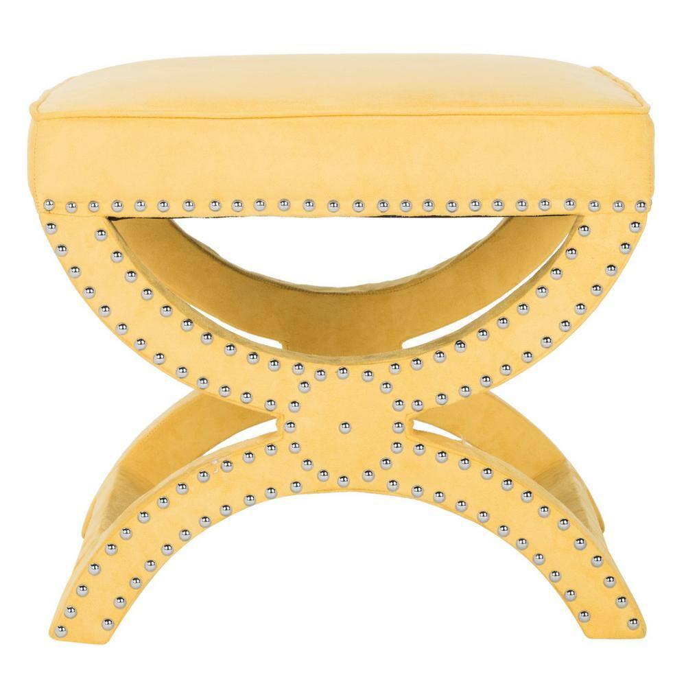 Mystic Ottoman with Silver Nail Heads - Yellow - Safavieh