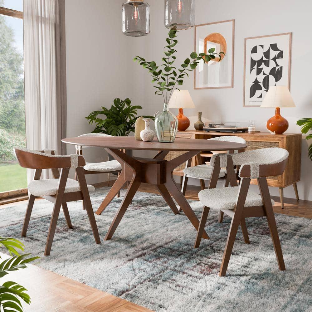 HOMES: Inside + Out 54" Pearlcrest Mid-Century Modern Modern Oval Dining Table Walnut