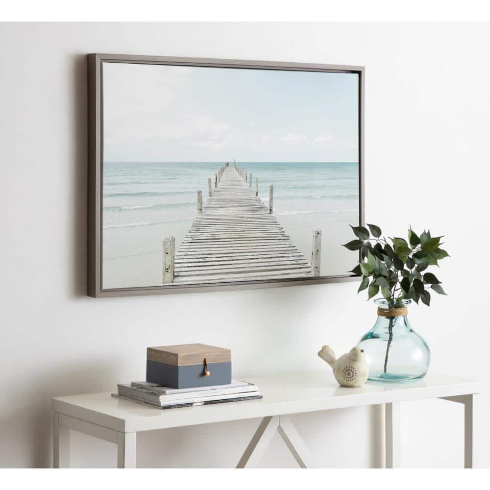 23" x 33" Sylvie Wooden Pier Framed Canvas by Amy Peterson Gray - Kate and Laurel: Coastal Serenity Wall Decor