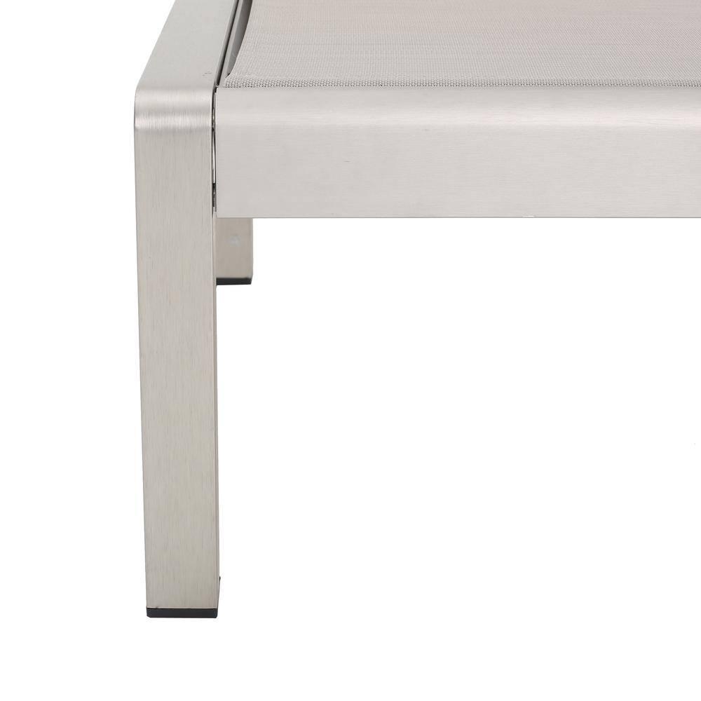 GDFStudio Cape Coral Outdoor Mesh and Aluminum Armless Adjustable Chaise Lounges (Set of 4), Gray/Siver