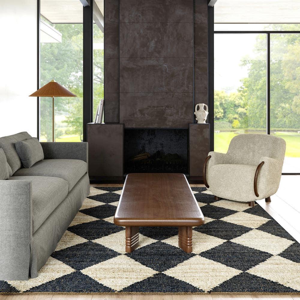 Godelinde Diamond Checkerboard Jute Area Rug