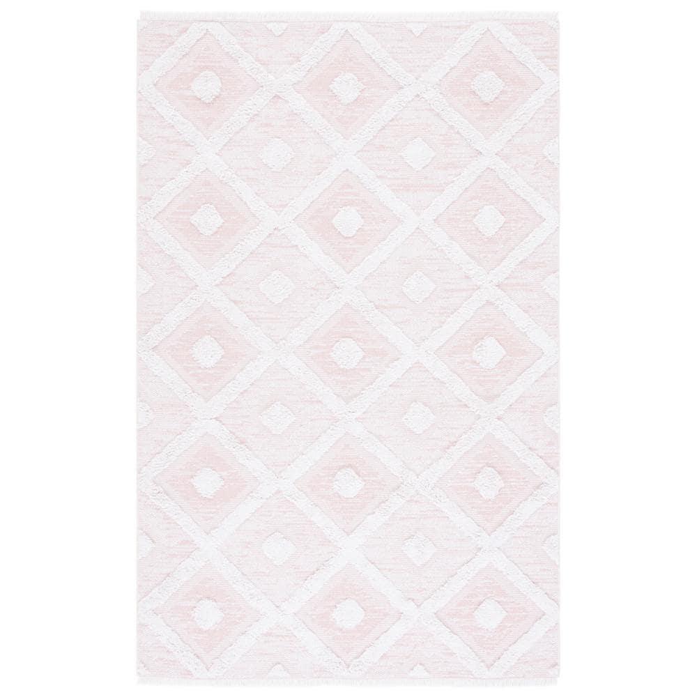 Augustine Pink/Ivory 9 ft. x 12 ft. Multi-Diamond Striped Area Rug