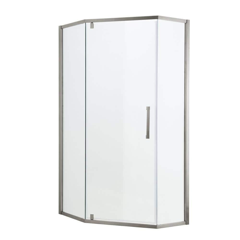 REDmintss Shower Door 34-1/8" X 72" Semi-Frameless Neo-Angle Hinged Shower Enclosure AGLBX06527A