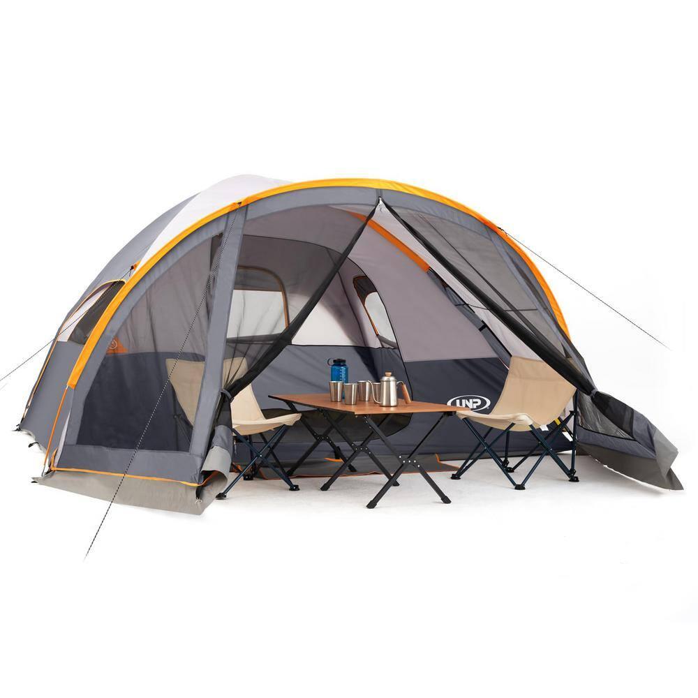 UNP Camping Tent with Screen Room, Portable 6 Person Camping Tent with Screen Porch, Family Dome Tent for Camping Outdoor - 14'x11'x72''(H)