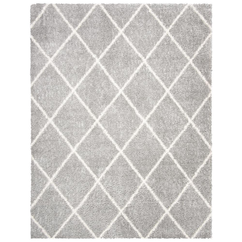 Parma Shag PMA515 Power Loomed Indoor Area Rug - 8'x10' - Grey/Cream - Safavieh