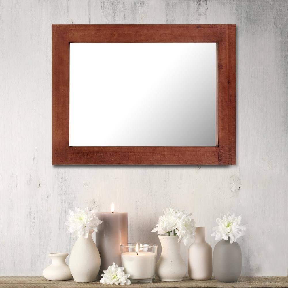 Stonebriar 24" x 18" Redwood Country Rustic Rectangle Wood Wall Mirror