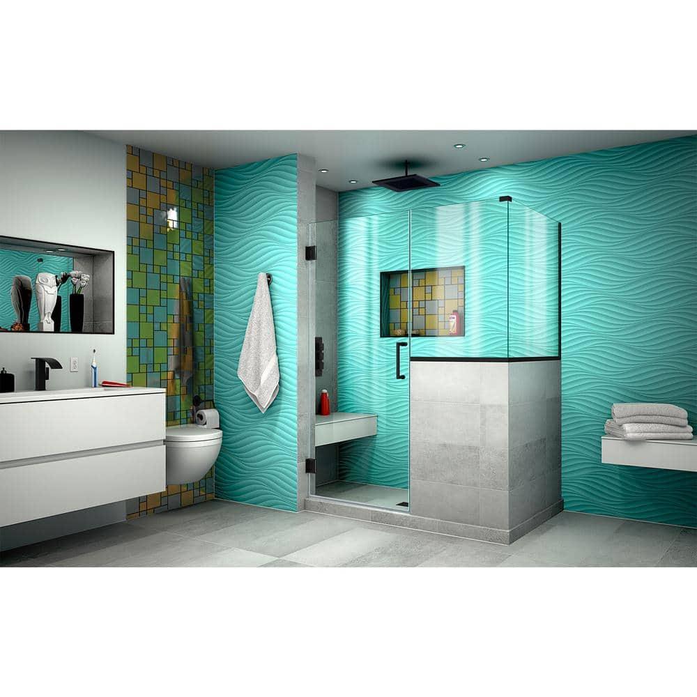DreamLine Unidoor Plus 47" W x 36.375" D x 72" H Frameless Pivot Rectangle Shower Enclosure with Fixed Panel SHEN-2423243636-09