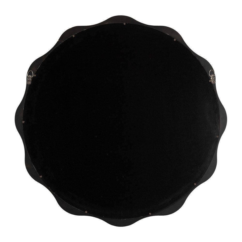 Kate and Laurel Hatherleigh Transitional Round Wooden Wall Mirror, 28 Inch Diameter, Gold, Modern Scalloped Wavy Wood Circle Mirror for Use in Bathroom, Entryway, or Bedroom