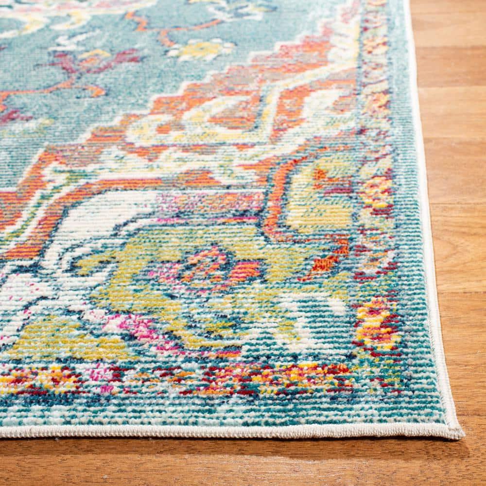 Crystal CRS501 Loomed Indoor Area Rug - Teal/Orange - 7'x7' - Safavieh