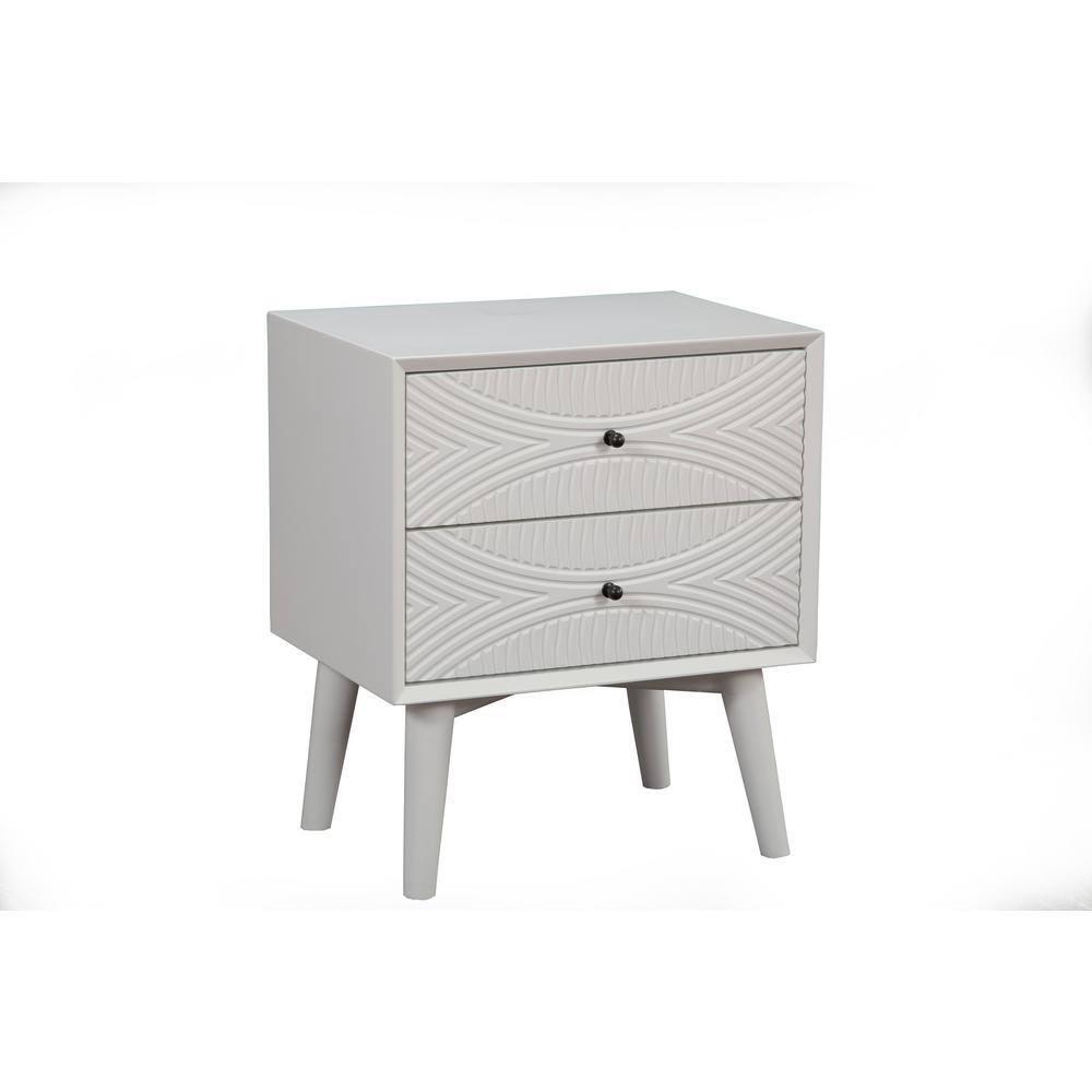 Alpine Furniture Tranquility 2 Drawer Nightstand, 22" W X 16" D X 26" H, white