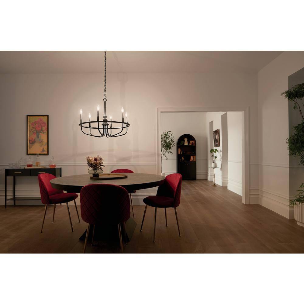 Capitol Hill Modern Black 6-Light Chandelier with Candle Sleeves