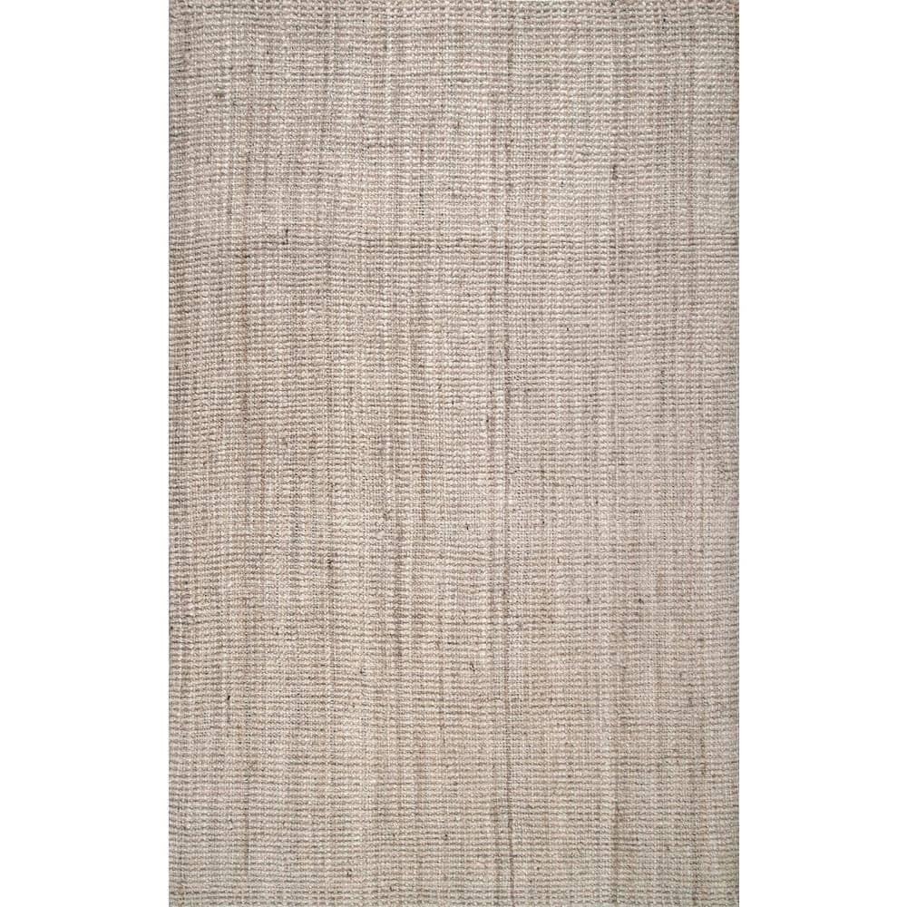 nuLOOM Ashli Solid Farmhouse Jute Area Rug, 3' x 5', Off White
