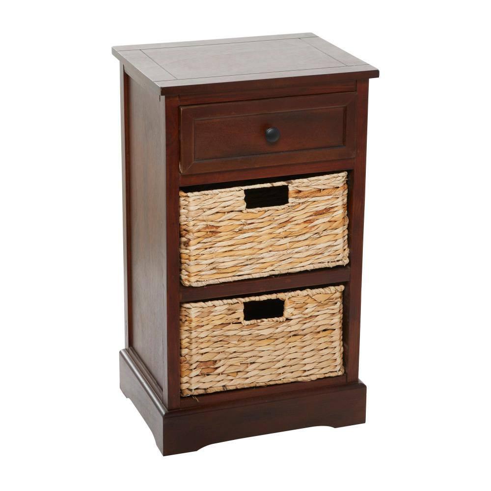 Wooden Side Chest with Wicker Drawers Brown - Olivia & May
