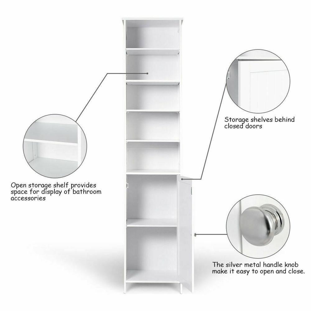 72''H Tall Floor Storage Cabinet Free Standing Shelving