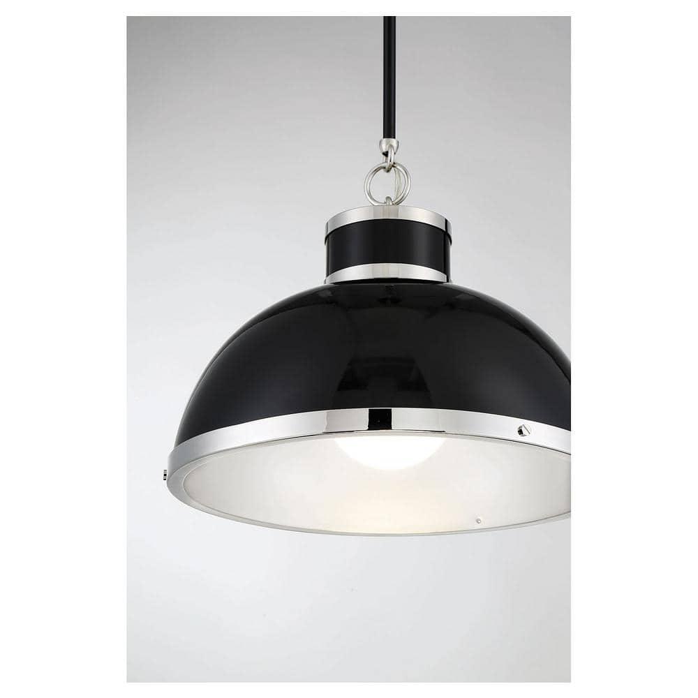 Savoy House Corning 1 - Light Pendant in  Black/Polished Nickel