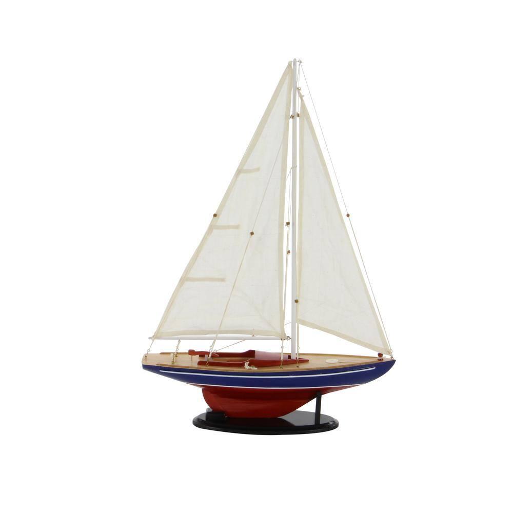 DecMode Coastal Dark Brown Wood Sail Boat Sculpture, 17"W x 26"H