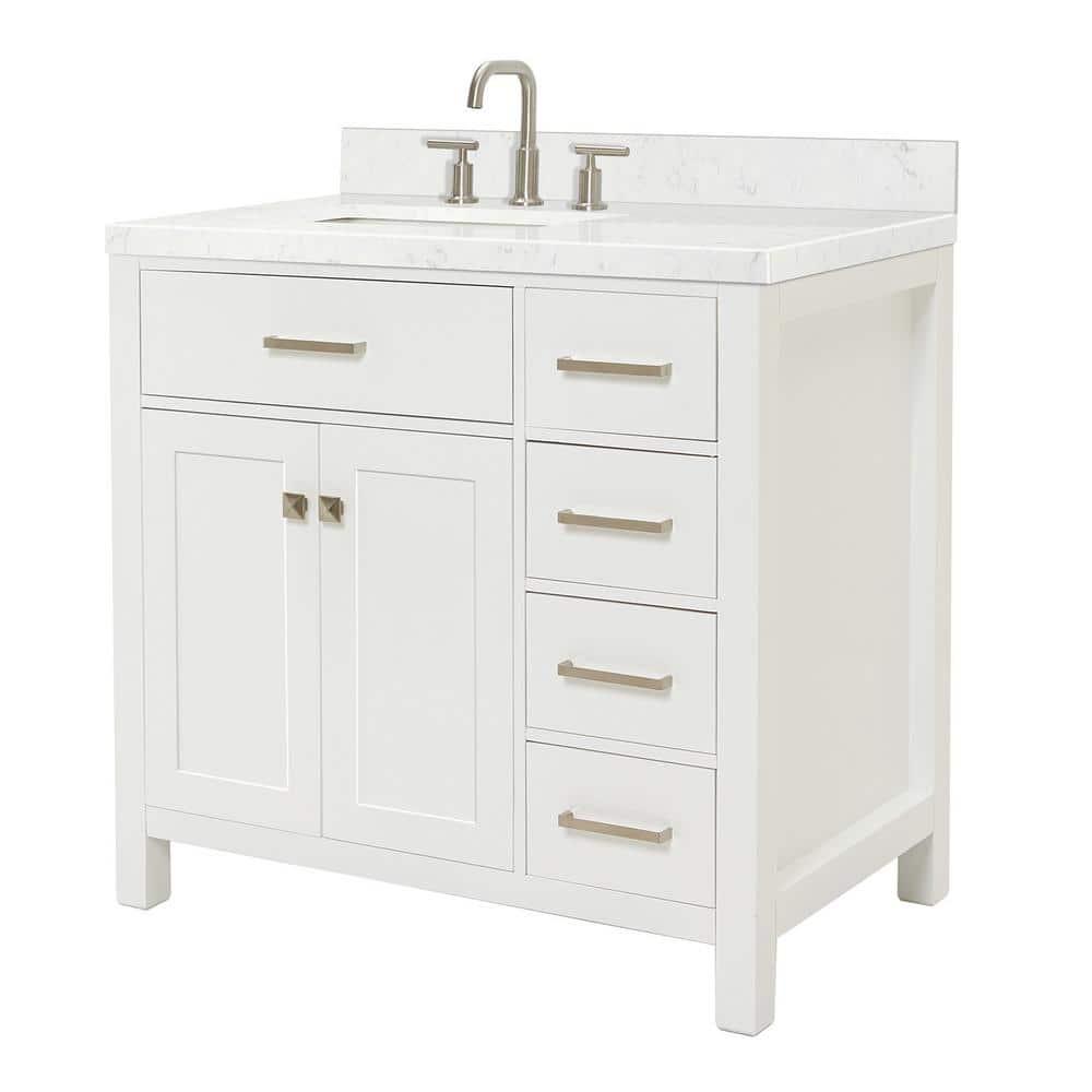 Ariel H036slcqrvo Bristol 36" Free Standing Single Basin Vanity Set - White