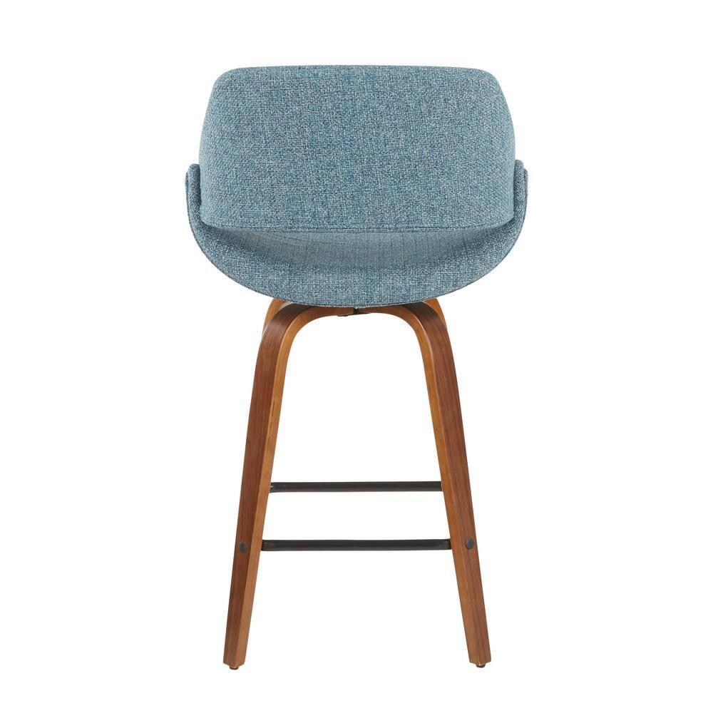 Set of 2 Fabrico Mid-Century Modern Counter Height Barstools - LumiSource: Walnut Wood, Polyester Upholstery