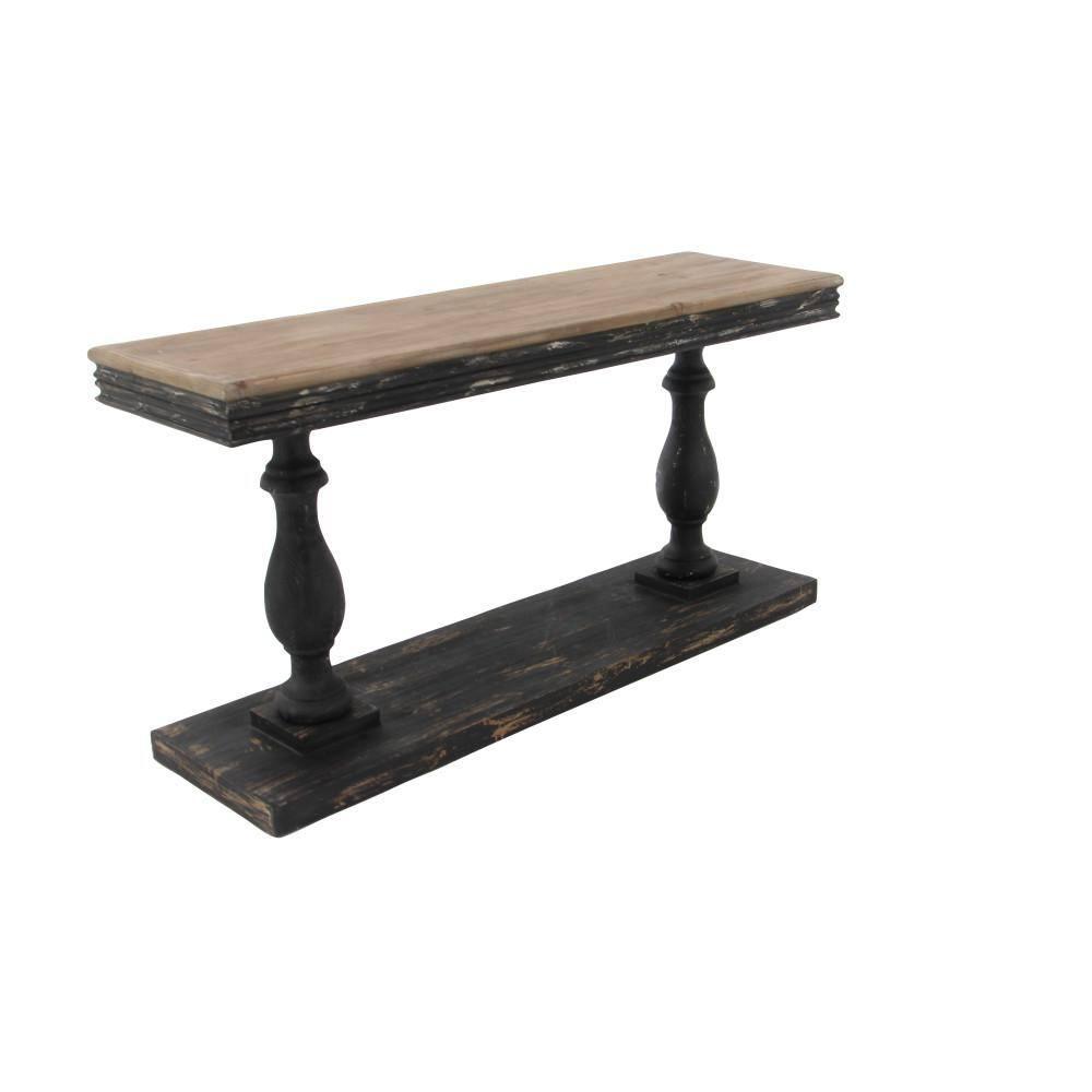 Vintage Wood Console Table Black - Olivia & May: Sturdy Foyer Table, Fixed Shelf