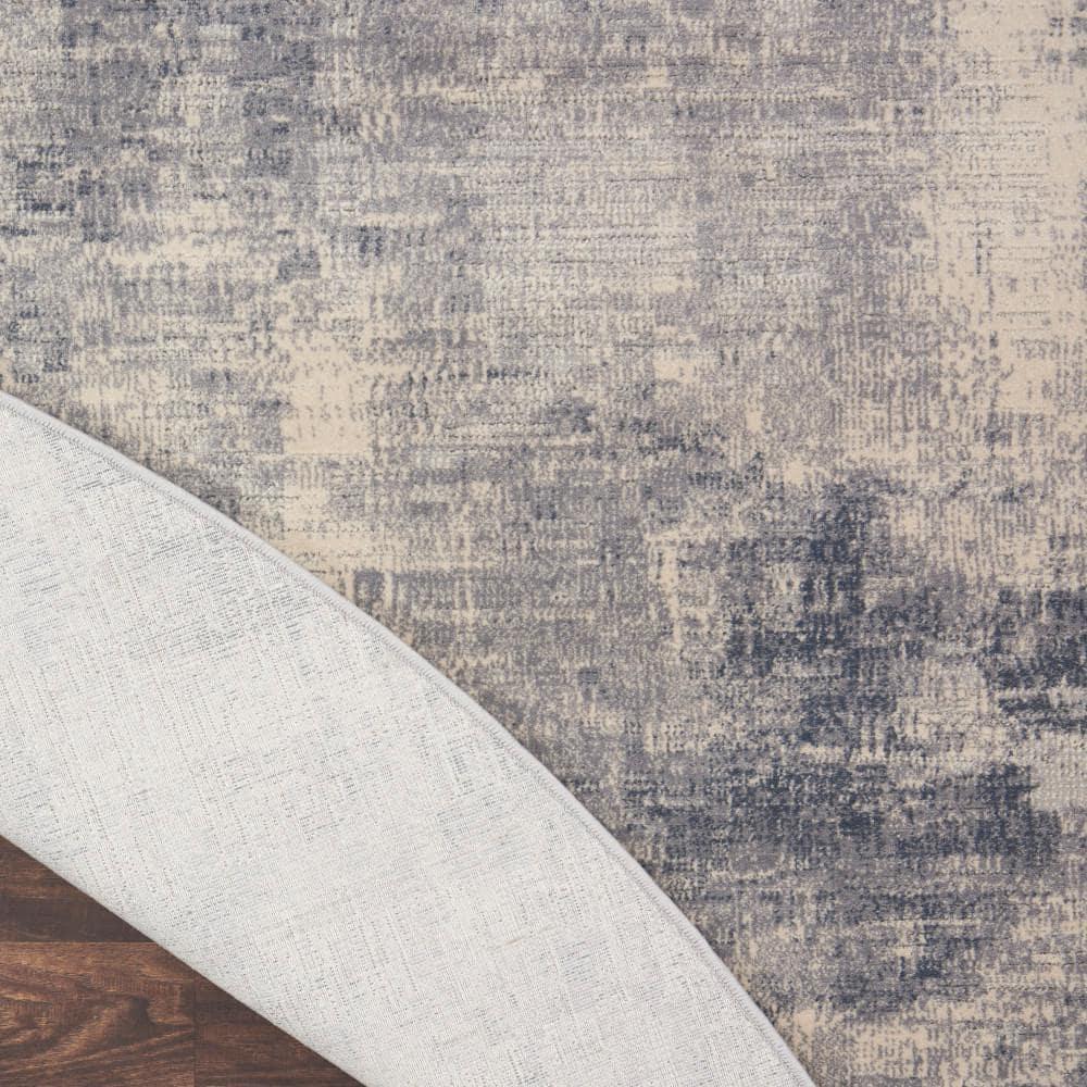 Nourison Rustic Textures Contemporary Abstract Indoor Area Rug Blue/Ivory 7'10" x round