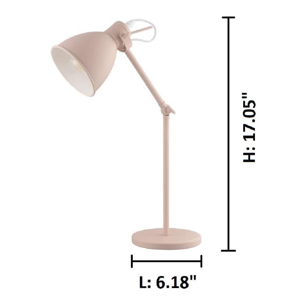 EGLO Priddy 17.05-in Adjustable Pastel Apricot Standard Desk Lamp with Metal Shade