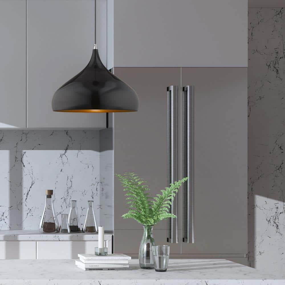 Livex Lighting Metal Shade 1 - Light Chandelier in  Shiny Black