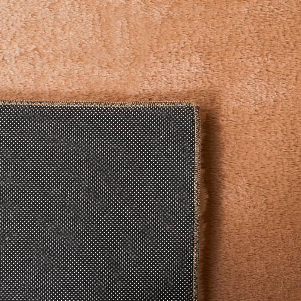 Faux Rabbit Fur FRF500 Power Loomed Machine Washable Indoor Area Rug - Brown - 6'x6' - Safavieh