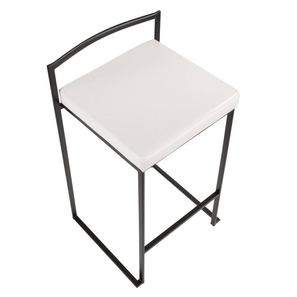 Set of 2 26" Fuji Contemporary Counter Height Barstools White: Padded, Stackable - LumiSource