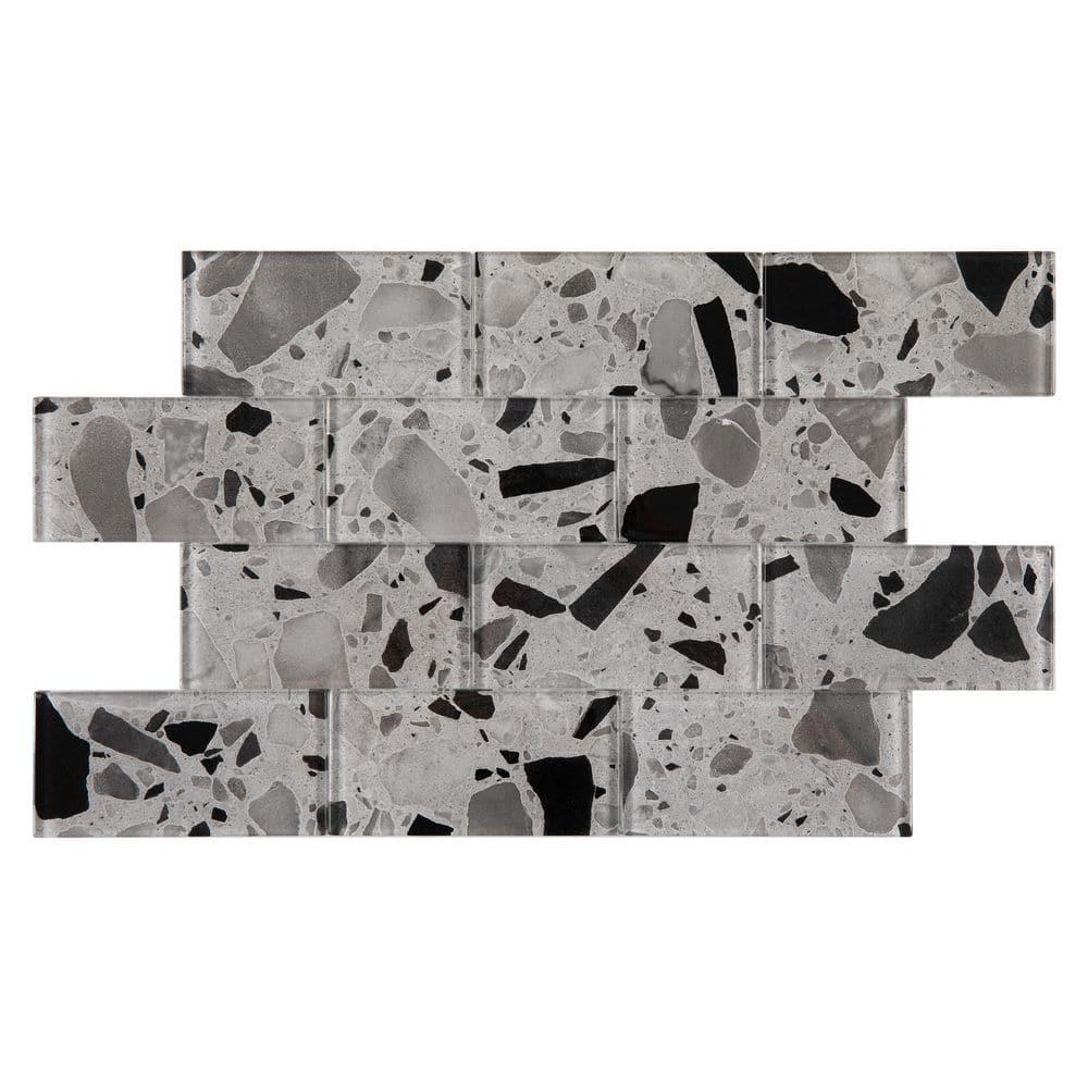 Glass Terrazzo 3'' W x 6'' L Glass Subway Singular Tile