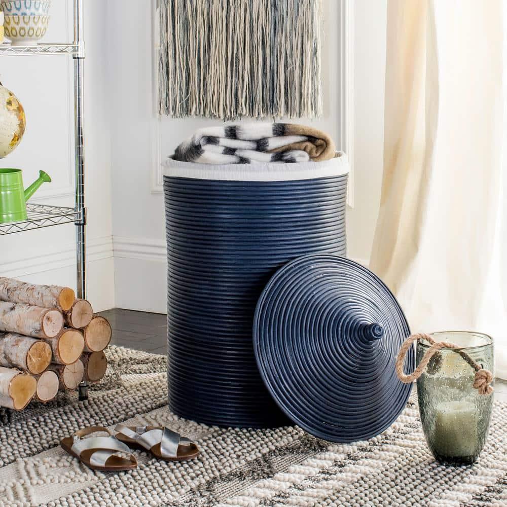 Wellington Laundry Basket - White/Navy - Safavieh
