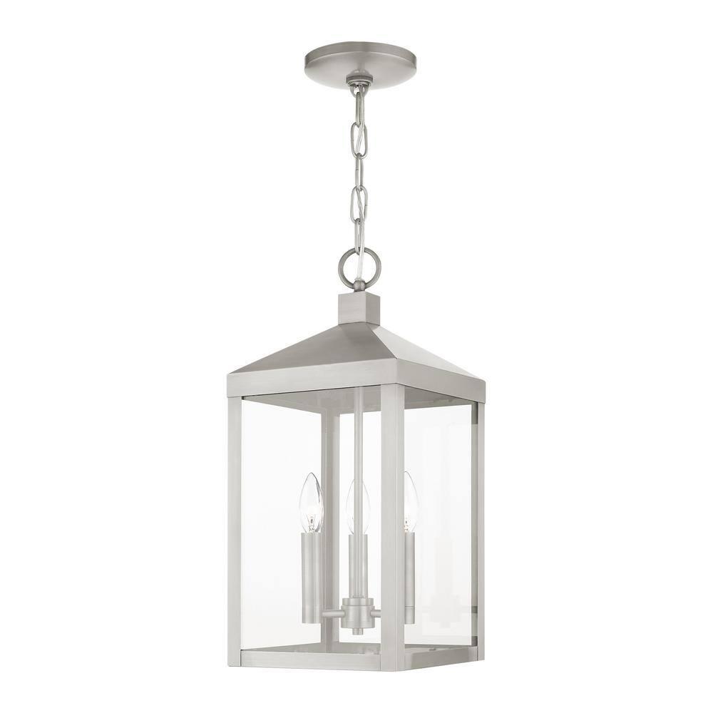 3 Light Outdoor Pendant Lantern with Clear Glass Shade