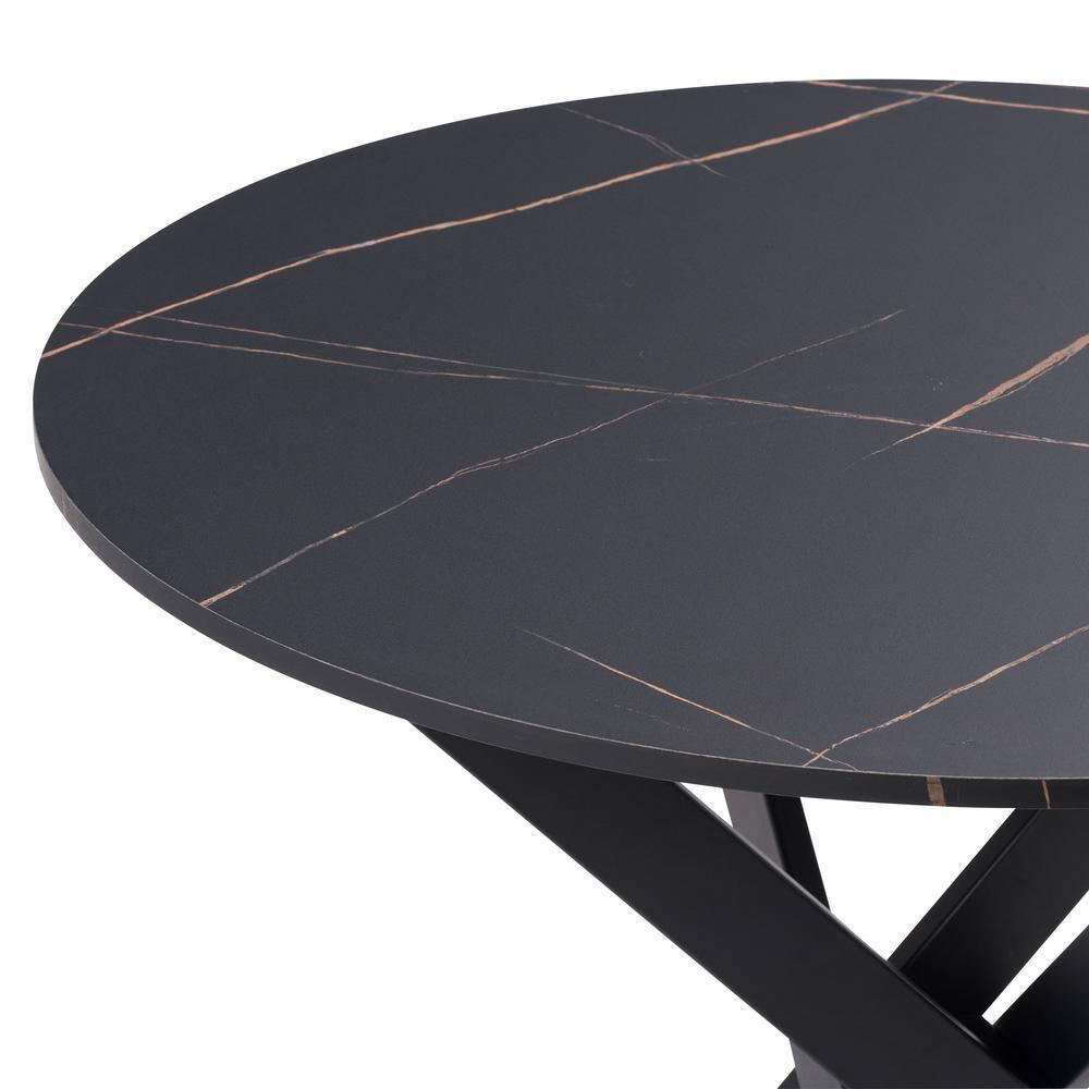 Lennox Iron Leg Trestle Dining Table Black - CorLiving: 36-Inch Wood Composite, Seats 4